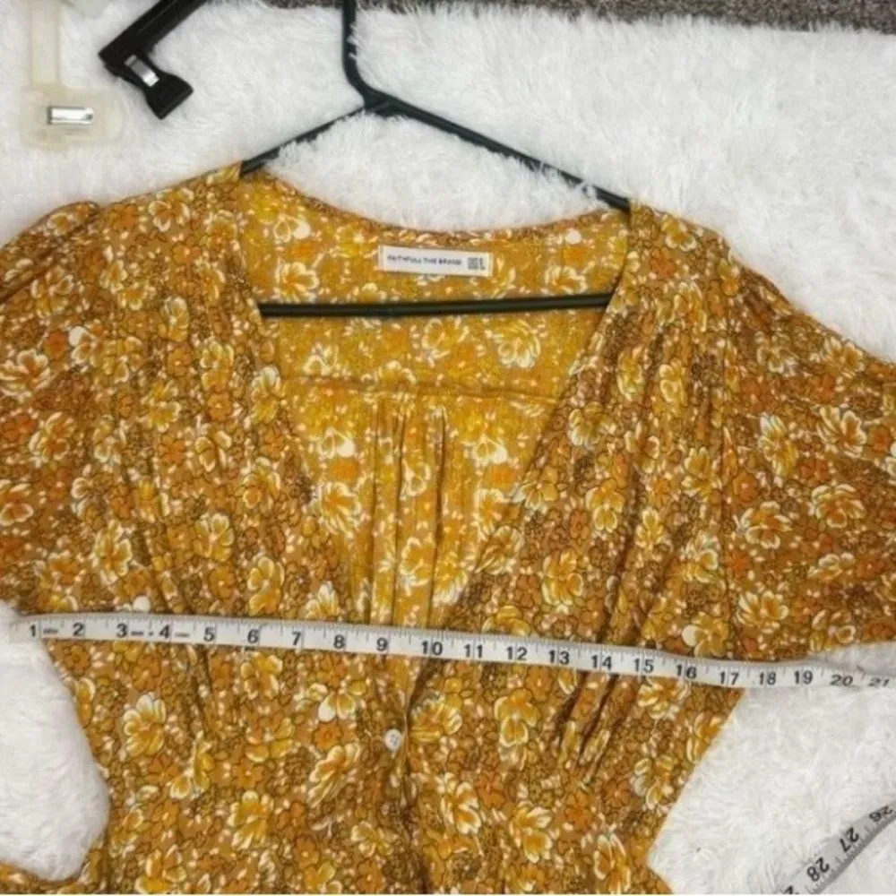 Faithfull the Brand Yellow Floral Midi Dress XS - Image 4