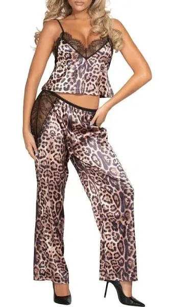 Seven till Midnight Leopard Print Cami & Pant Sleep Set Size 1X/2X (Z93) Brown - Image 1