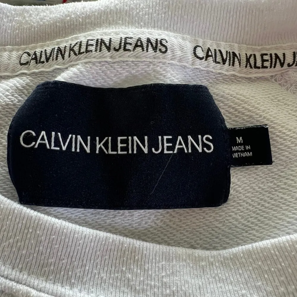 CALVIN KLEIN Jersey Sweatshirt Top Sz MD Short Sleeve Retro Style Y2K Streetwear - Image 5