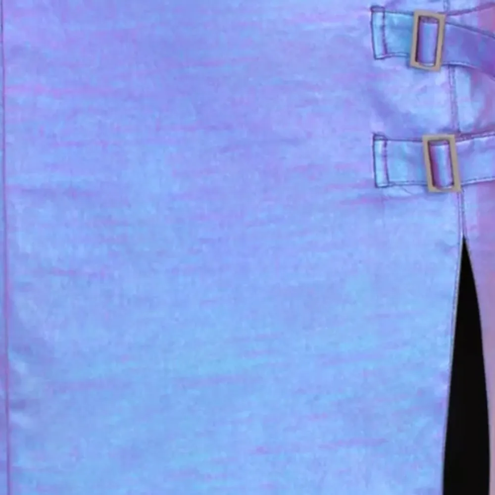 IRIDESCENT DENIM BUCKLE SPLIT MINI SKIRT - Image 5