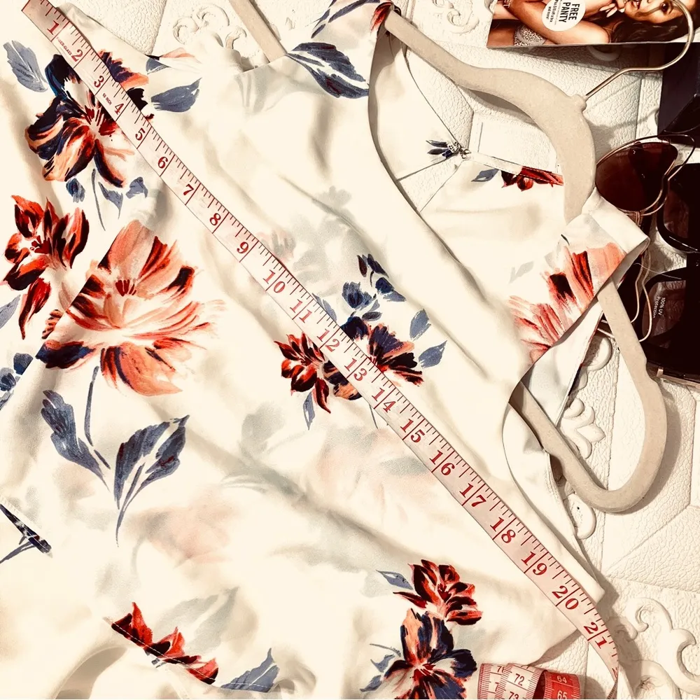 Ivanka Trump Ruffle Top White Floral Chiffon Midi Dress size 12, Like New - Image 8