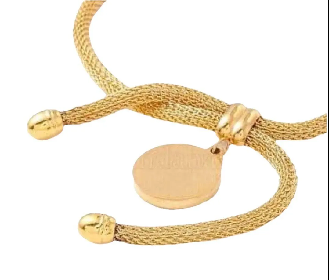 Crystal Rhinestone Flat Round Charm Slider Bracelet with Round Mesh Chain for Women, Golden - Image 3