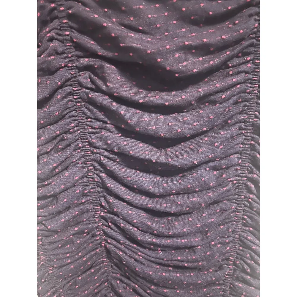 Free People "She’s In Parties" Scrunch Bodycon Dress Dark Navy Polka Dot sz. S - Image 8