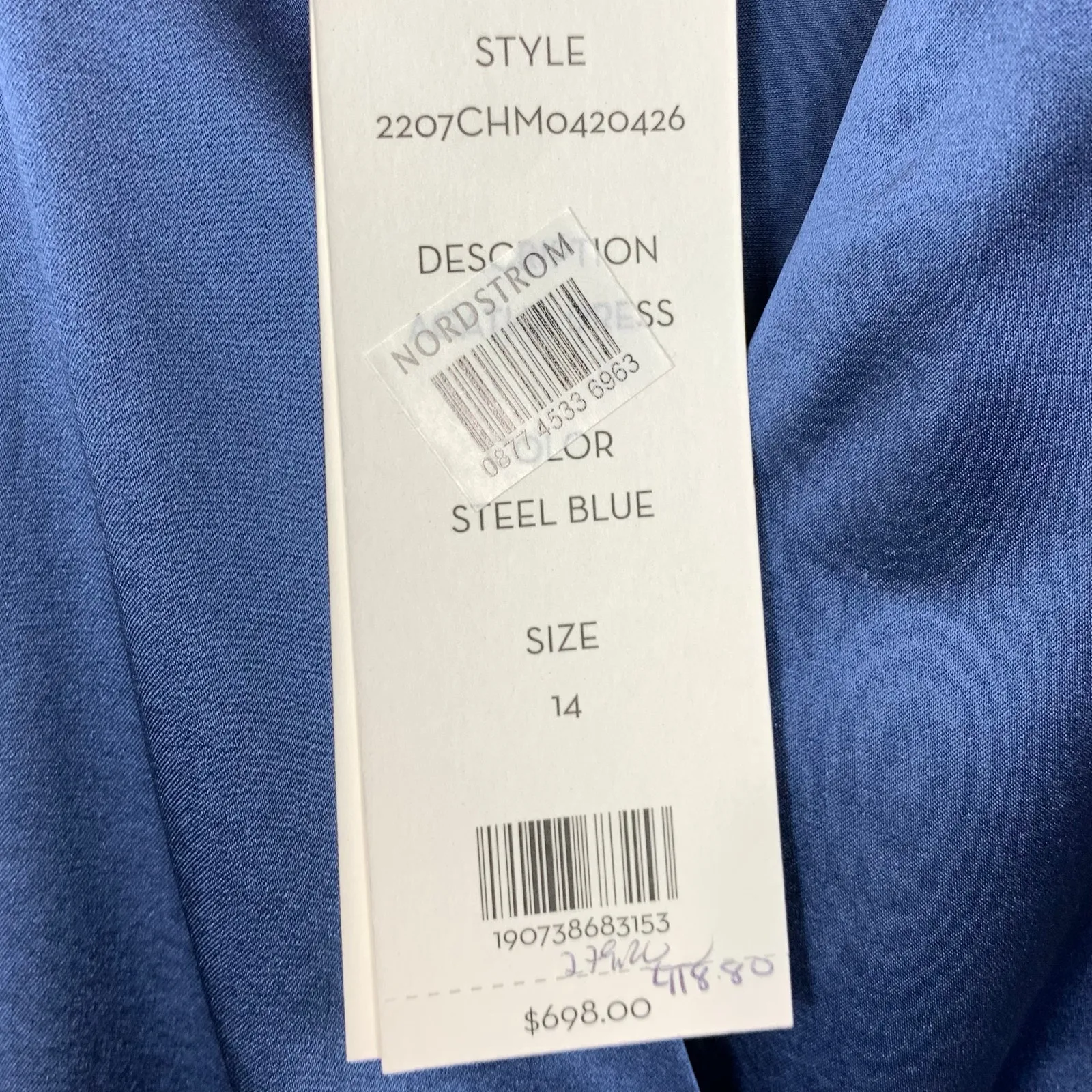 Veronica Beard Womens Agatha Ruched Long Sleeve Stretch Silk Dress Blue Size 14 - Image 5