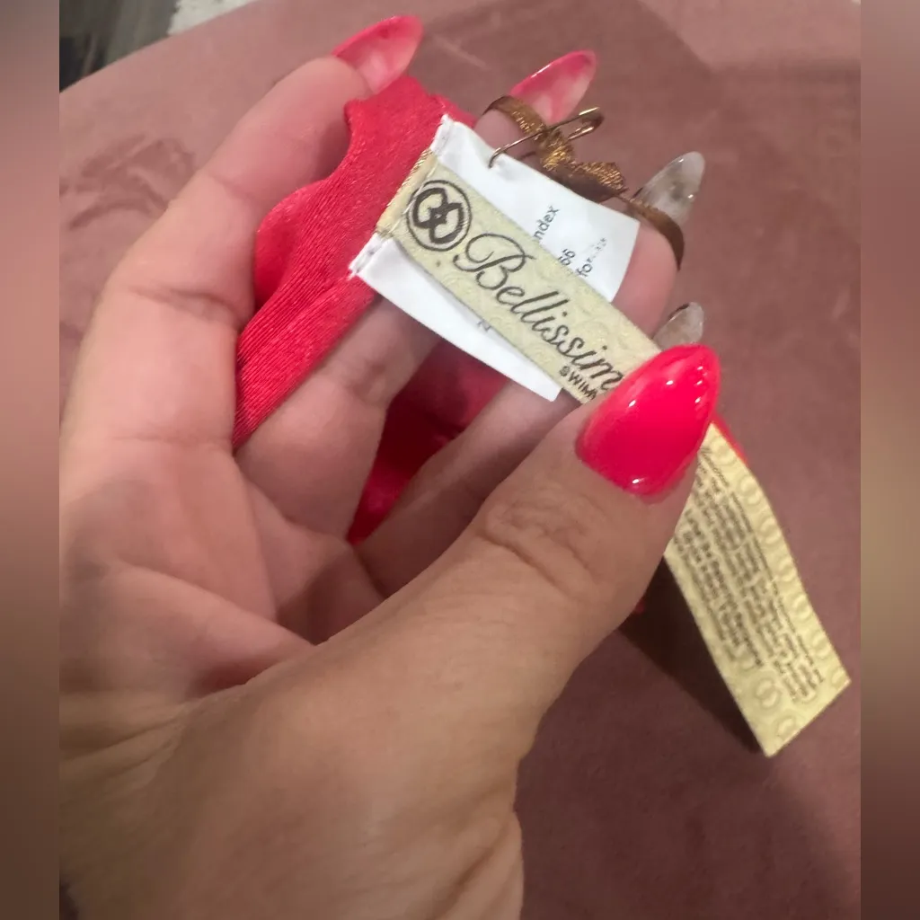 NWT Bellissima Red Bikini Bottom with Gold Chain Accent - Image 7