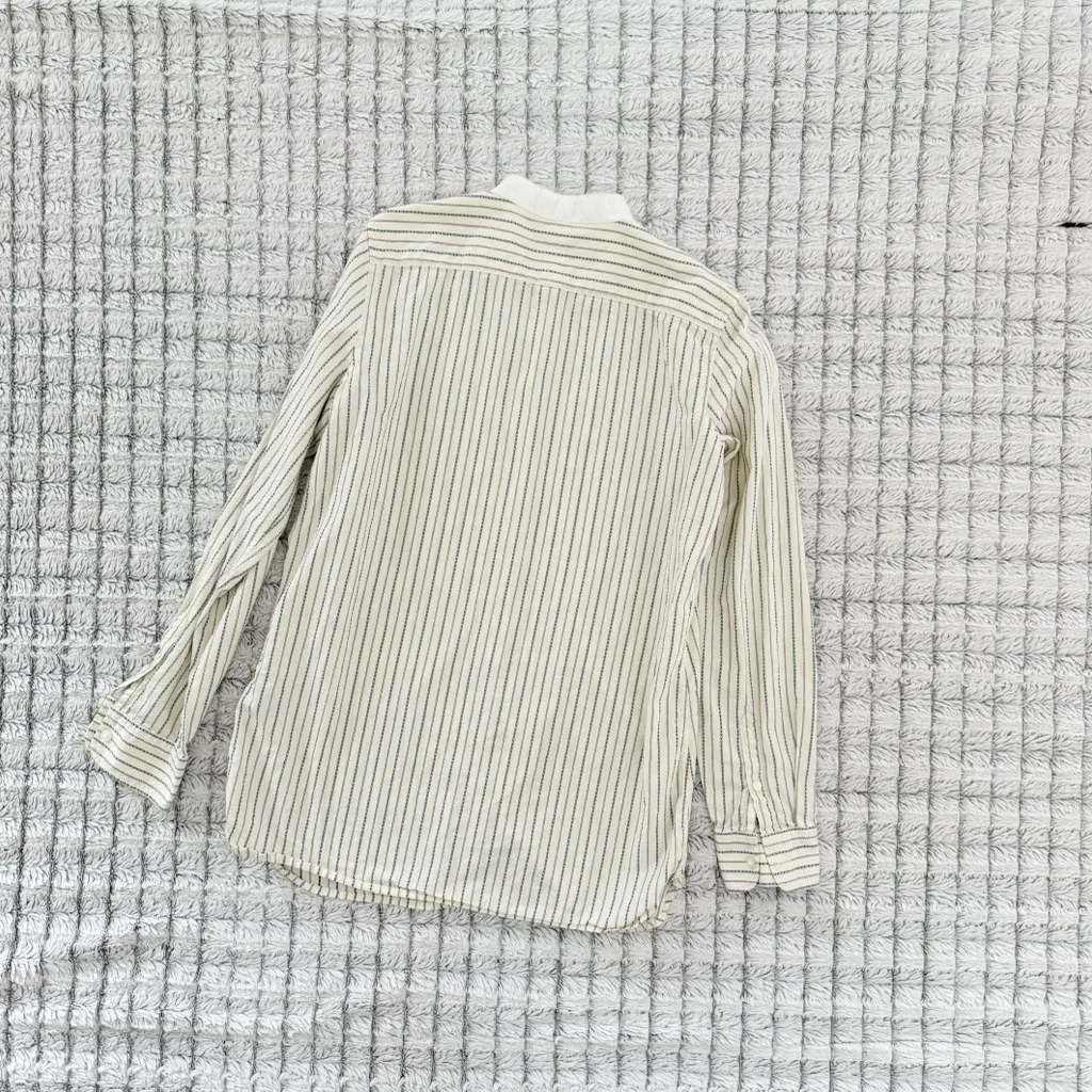 Lauren Jeans Co. Vintage Cream Striped Carpenter Blouse - Image 3