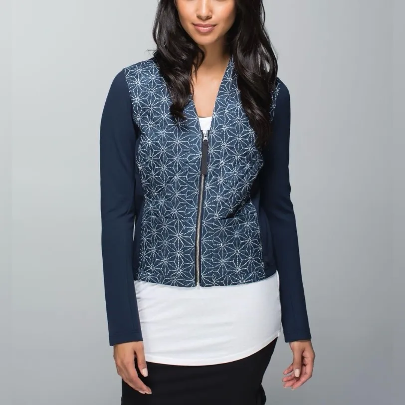 Lululemon Cardigan & Again Exploded Sashiko Star Inkwell Ghost Jacket 2014 Sz 10 - Image 2
