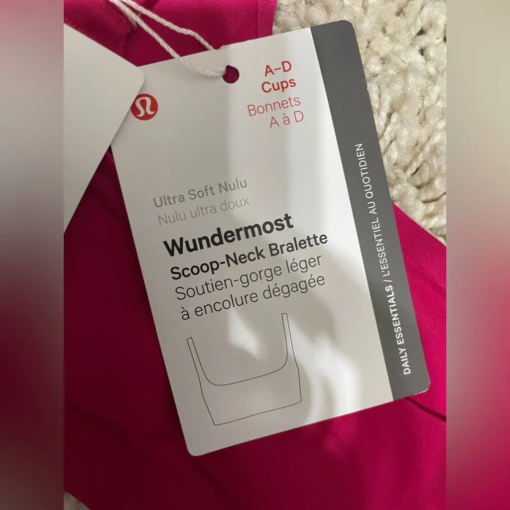 Lululemon NWT Wundermost Ultra Soft Nulu Scoop Neck Bralette Passionate Size 4 - Image 7