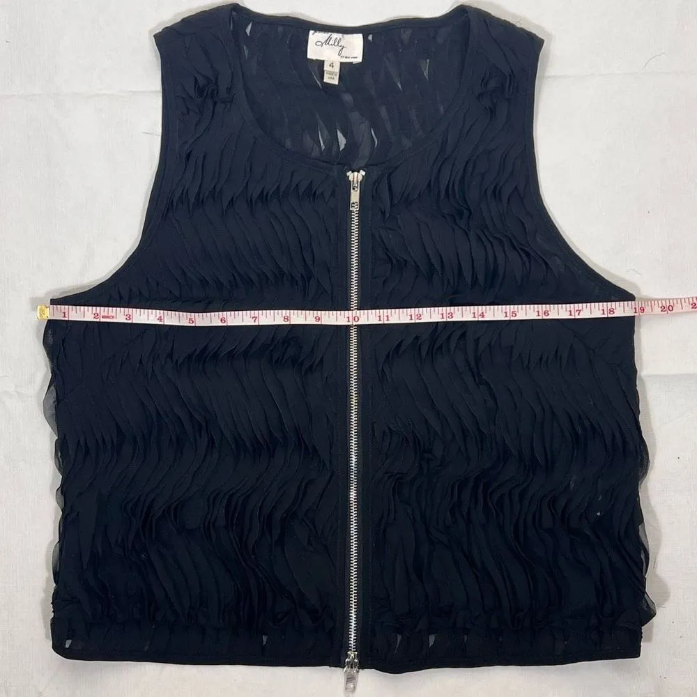 Milly of New York Zip Up Sleeveless Blouse Black Size 4 - Image 13