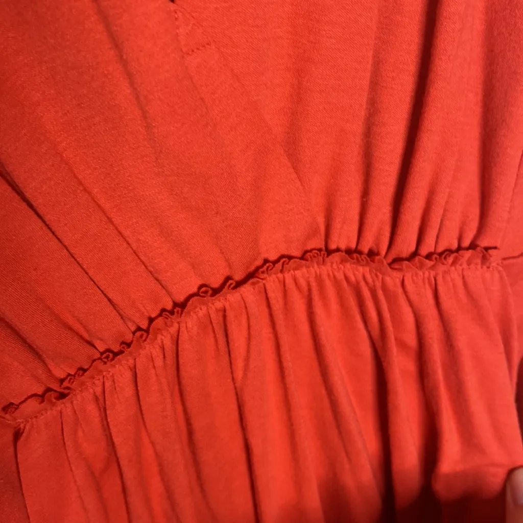 Hanro of Switzerland coral red Grecian tunic style lounge dress Size 4 - Image 7