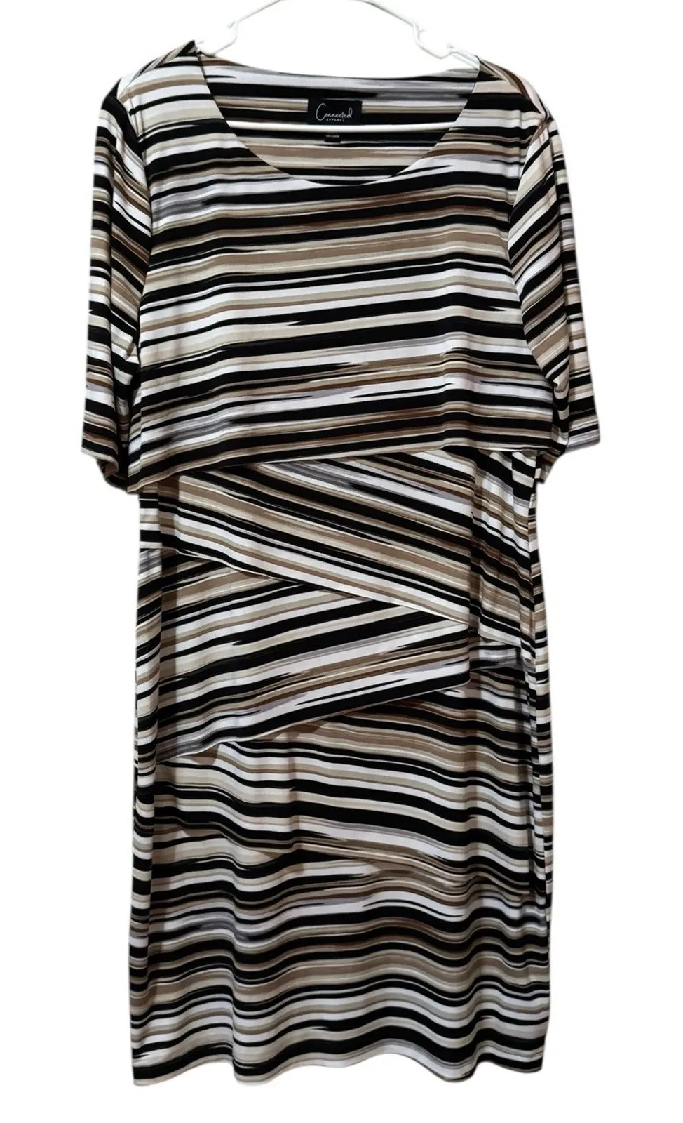 Connected Apparel Women Size 16 Pleated Dress Stretch Colorful Casual Office - Image 1