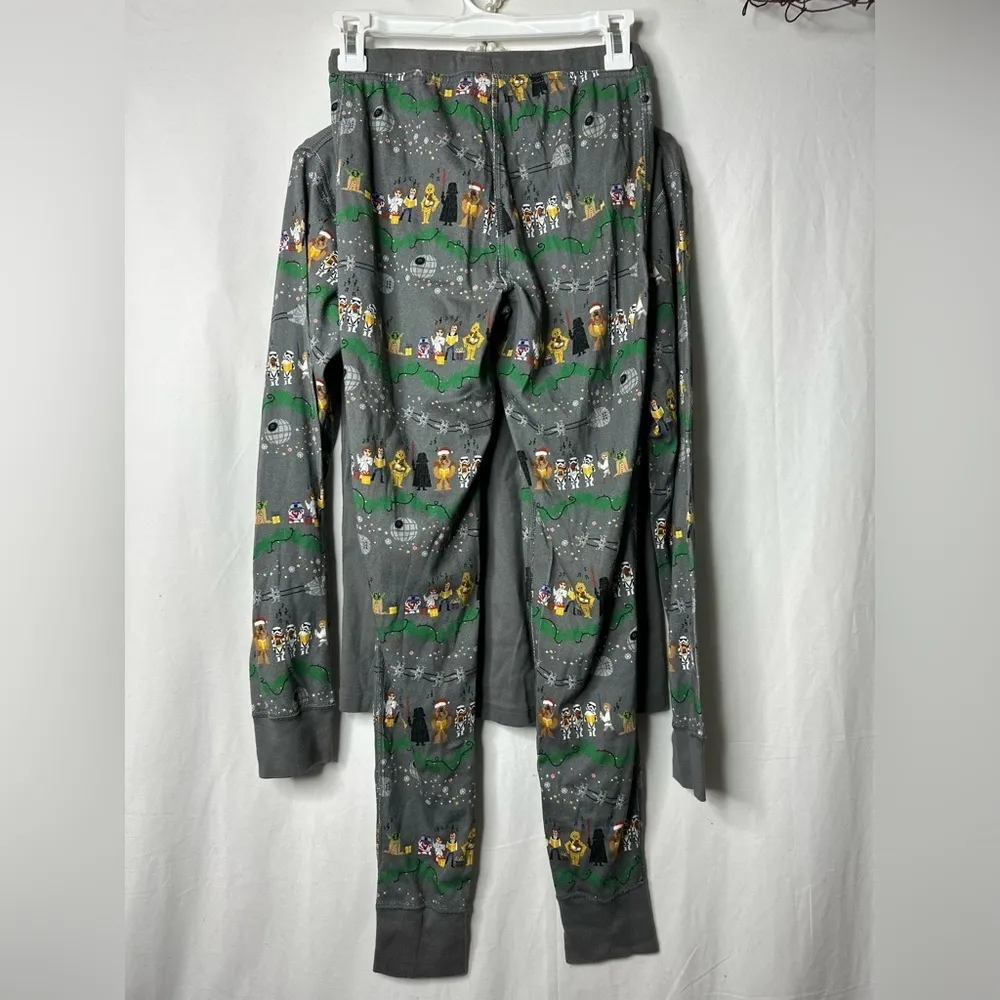 Hanna Andersson Star Wars Cotton Pajama Set Holiday Chewbacca Santa Size XS Gray - Image 7