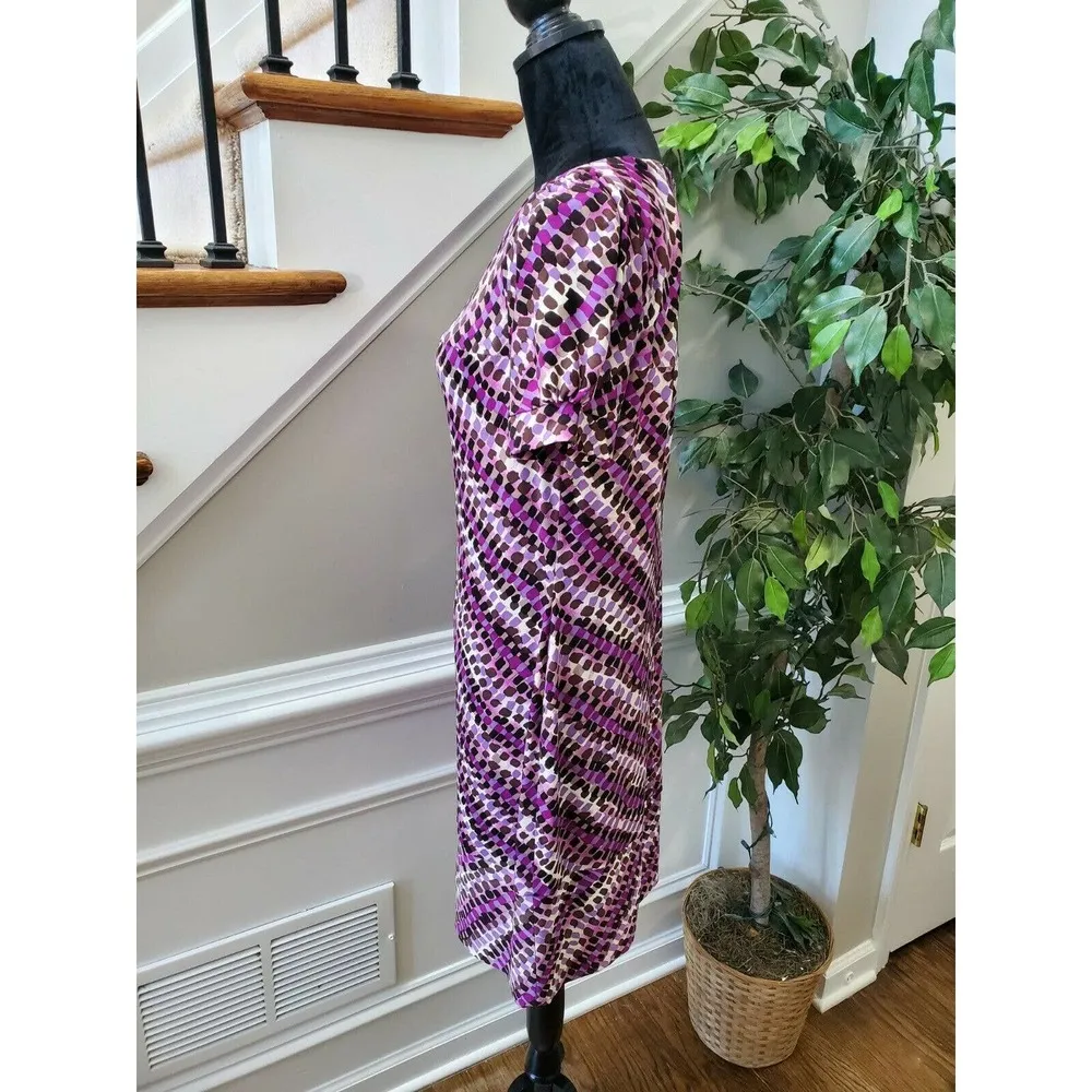 Suzi Chin Women Multicolor Polyester Round Neck Short Sleeve Knee Length Dress 8 - Image 7