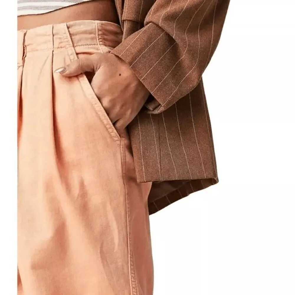 Free People Addy Wide Leg Chino Pants Pastel Light Orange Size 4 NWOT - Image 14