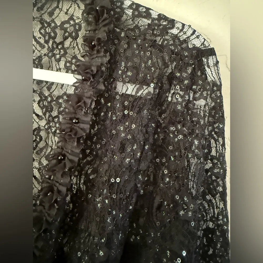 Vivian’s Fashions Black Embroidery Lace Shawl Cardigan Bolero Shrug 3/4 Sleeve S - Image 3