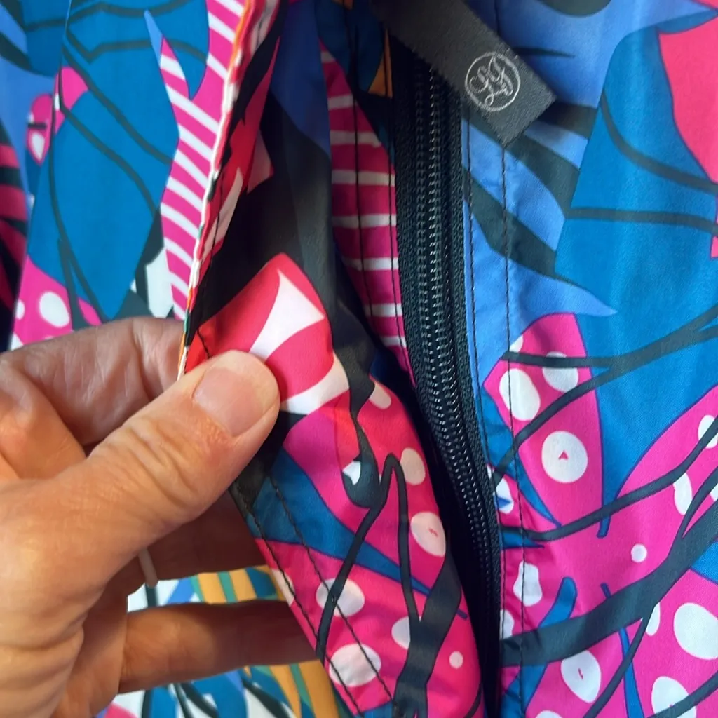 Lauren James Windbreaker Pullover Rain Jacket Small New Floral Bold - Image 15