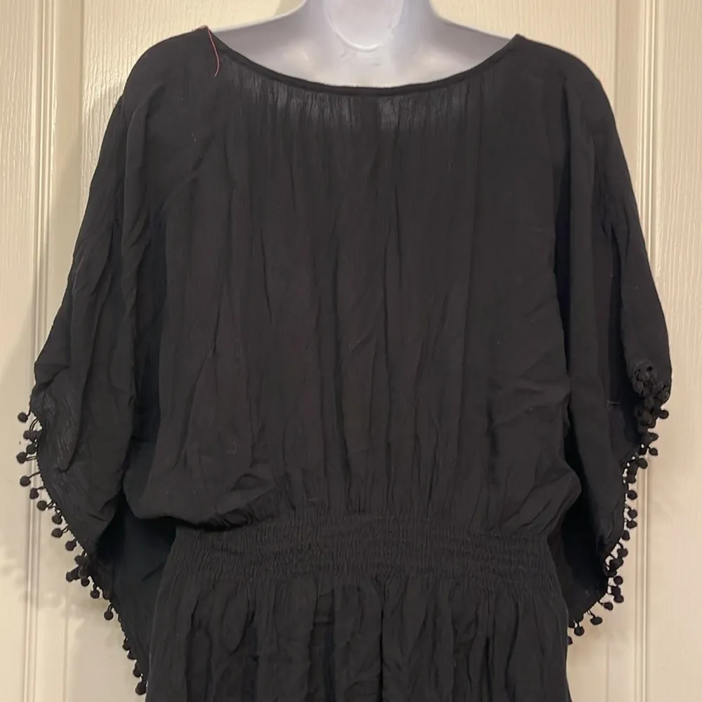 Women's Francesca’s Black w/ Pink Embroidery Boho Cover Up Swimsuit Size Large - Image 8