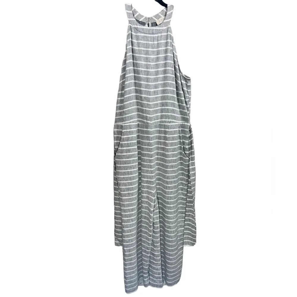 LOFT‎ Linen Blend Wide Leg Halter Jumpsuit S - Image 3