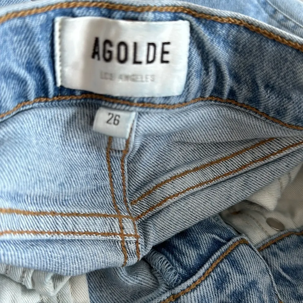 Agolde Toni Mid Rise Slim Fit Stretch Denim Jeans in Daylight sz 26 - Image 9