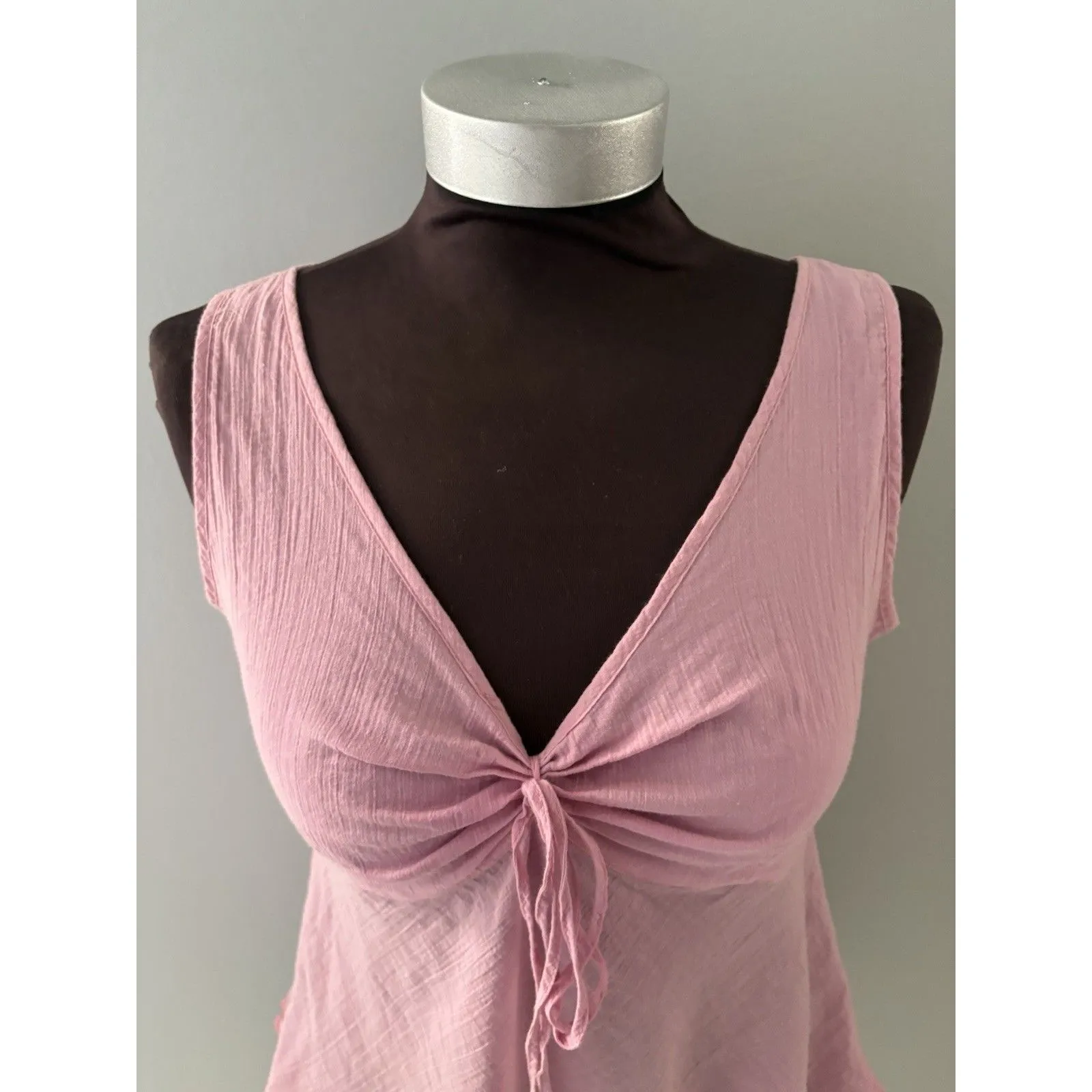 Jams World Voile Babydoll Tank Top Size S Pink Lightweight Fairy Beach Sheer - Image 2