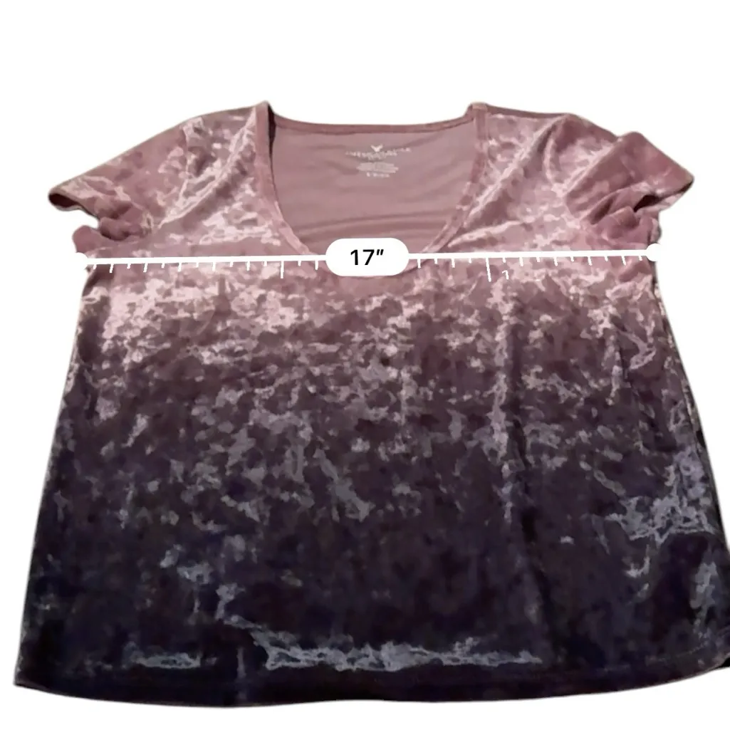 American Eagle Pink & Purple Ombre Crushed Velvet Short Sleeve‎ Top Sz S - Image 6