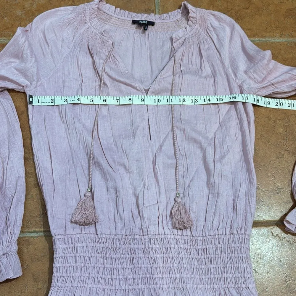 PAIGE Fall Lemay Peasant Pink Dusty Rose Tiered Cotton Lux Boho Dress Size S - Image 8