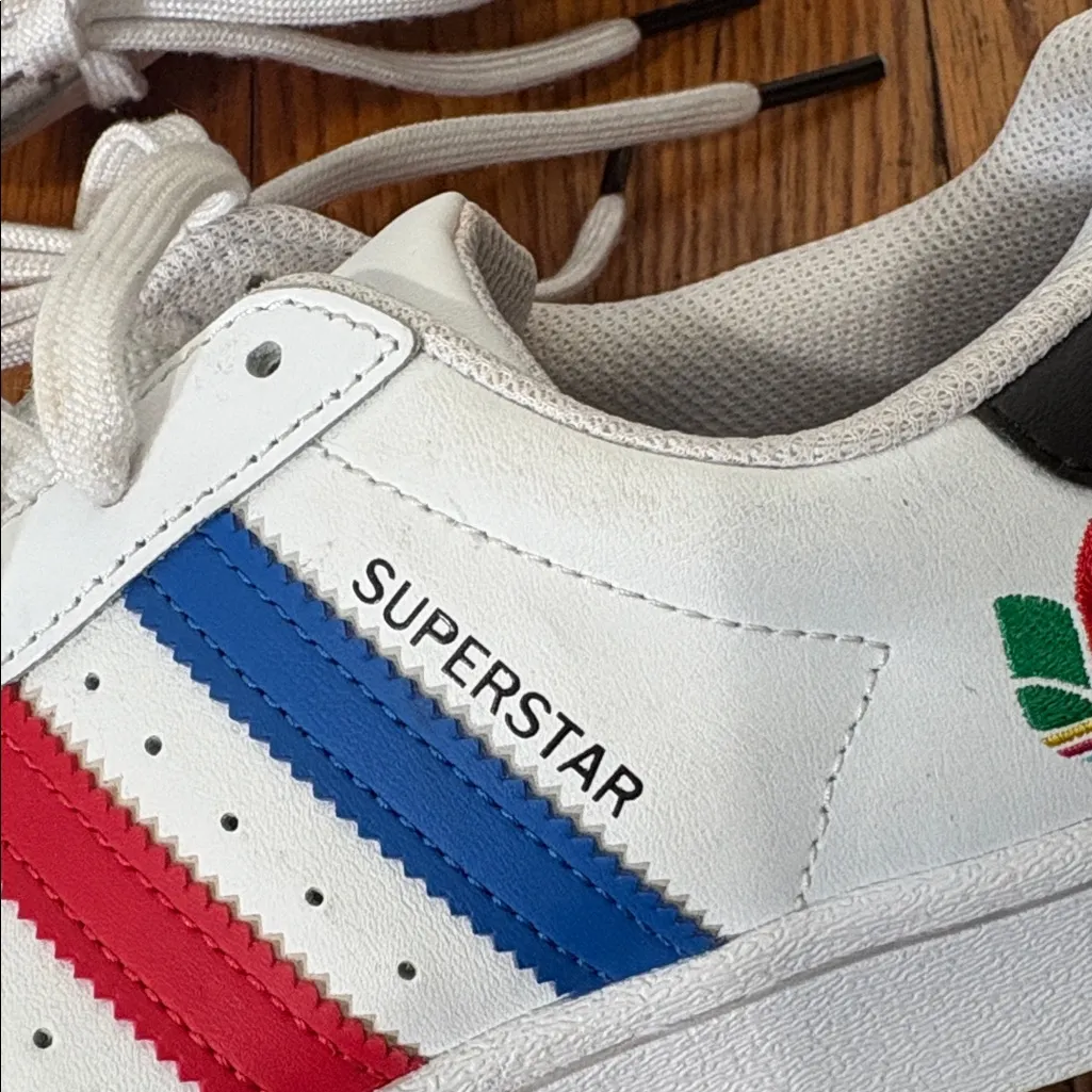 Adidas Superstar "J" Colorful Stripes Cloud White Sneaker Men's size 5 Women 6.5 - Image 8