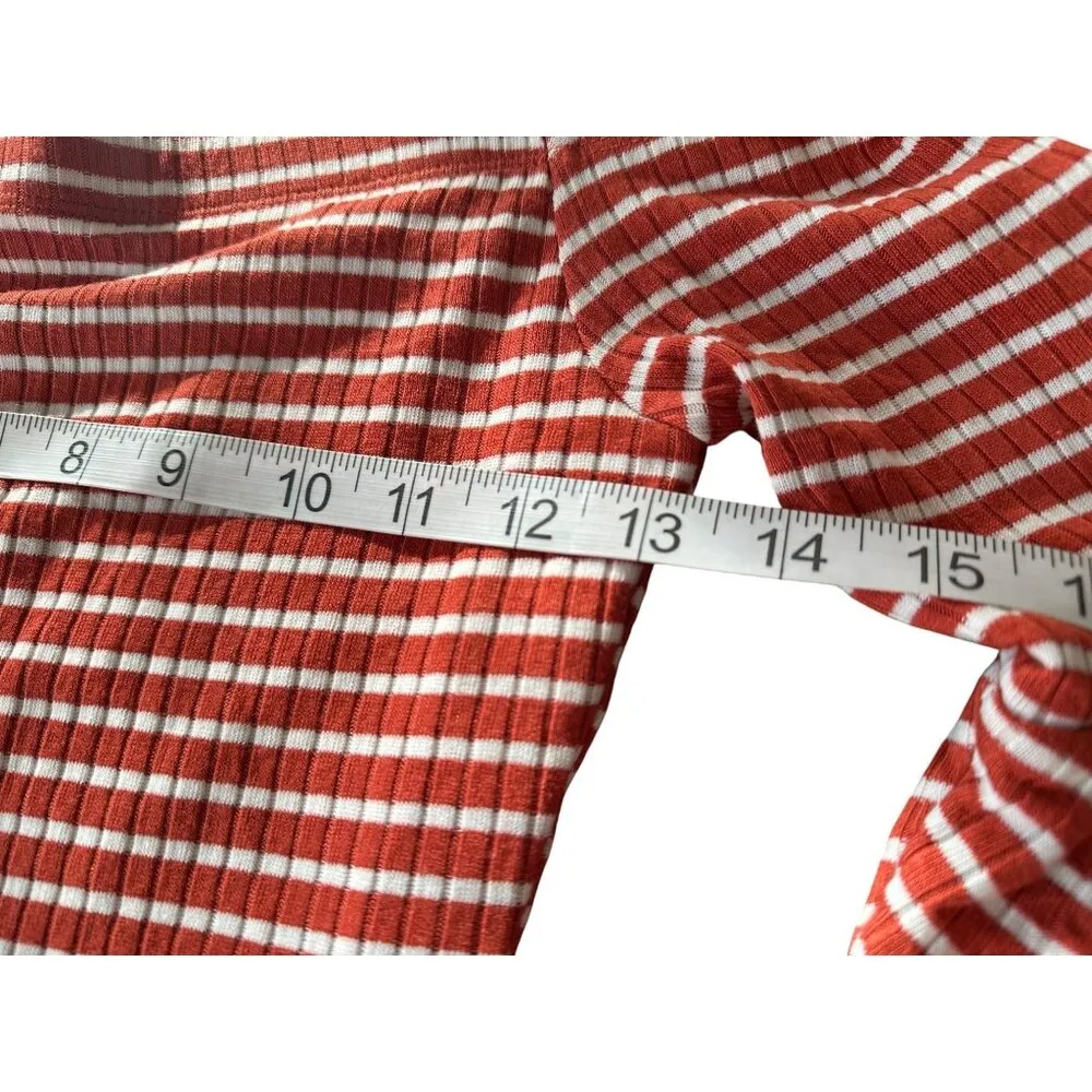 Vintage Womens off-the-shoulder mini dress Striped tiered ruffled sleeves Sz S - Image 7