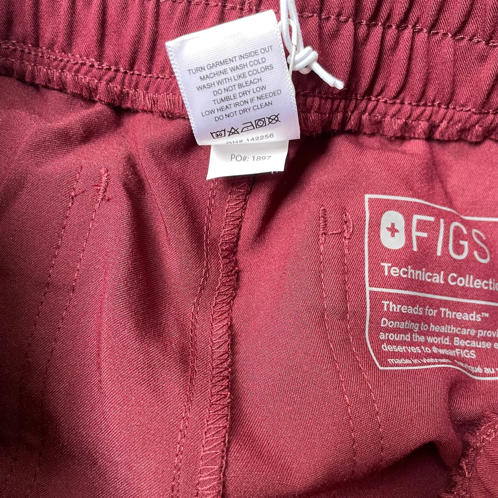 FIGS Yola High Waisted Scrub Pants Burgundy Petite Size XS NEW - Image 9