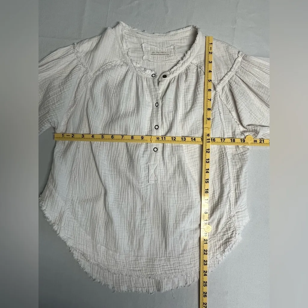 We The Free White w/Peach Shade Long Sleeve Button Up - Image 8