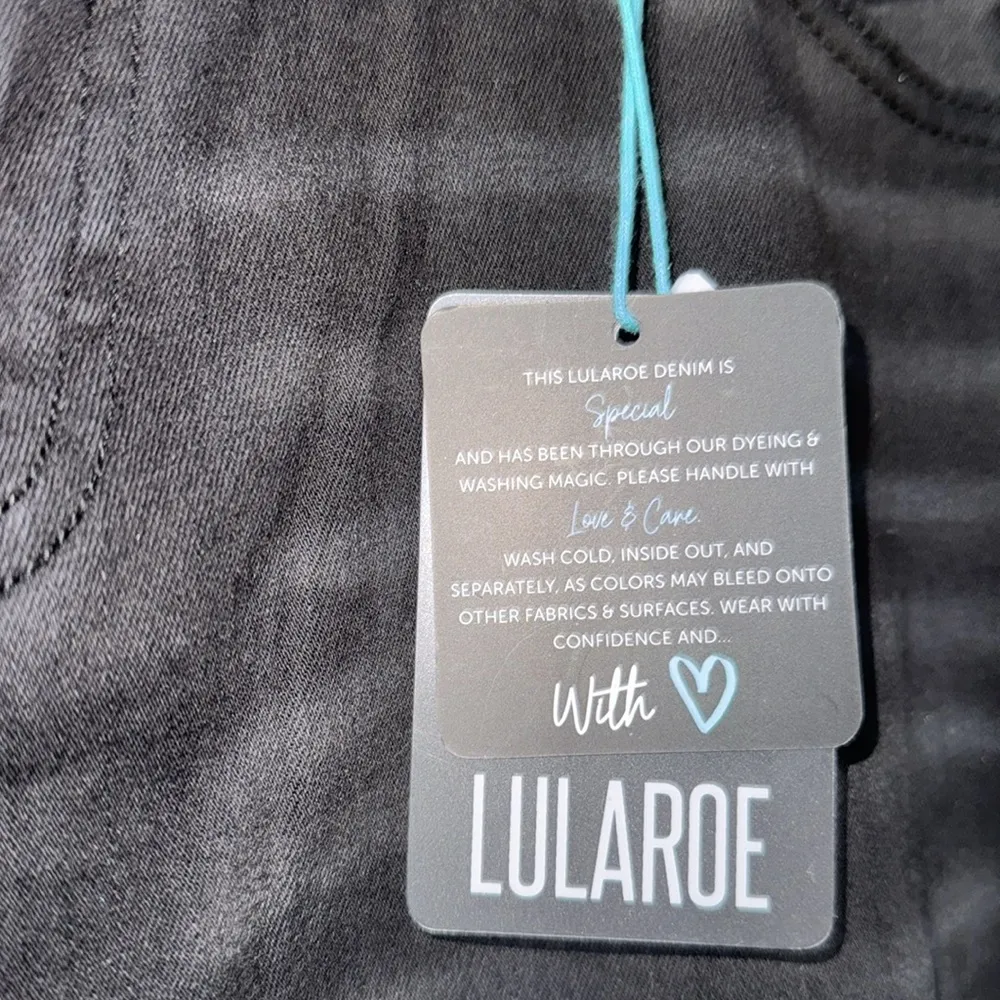 Lularoe Distressed Jeans black stretch denim size 36 NEW - Image 3