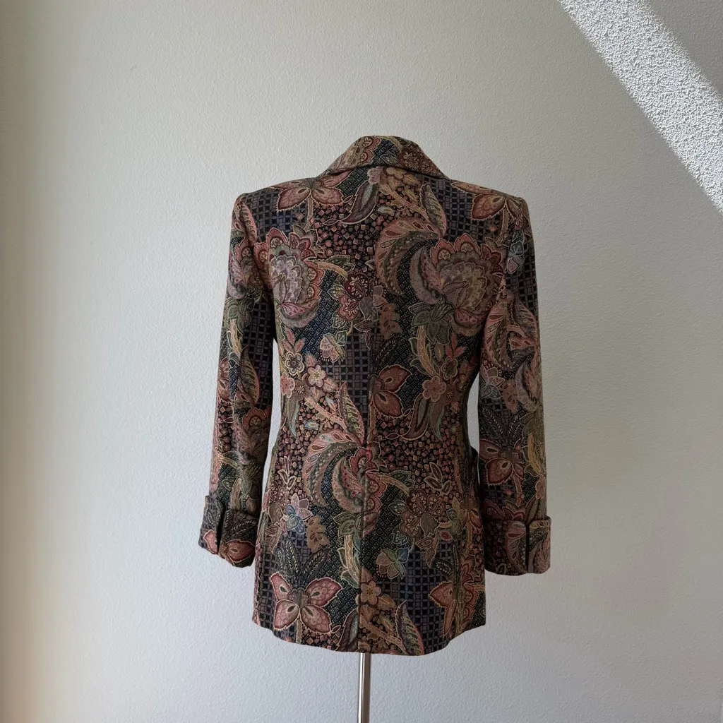 Vintage Christian Lacroix paisley tapestry blazer with rhinestone buttons Sz 10 - Image 2