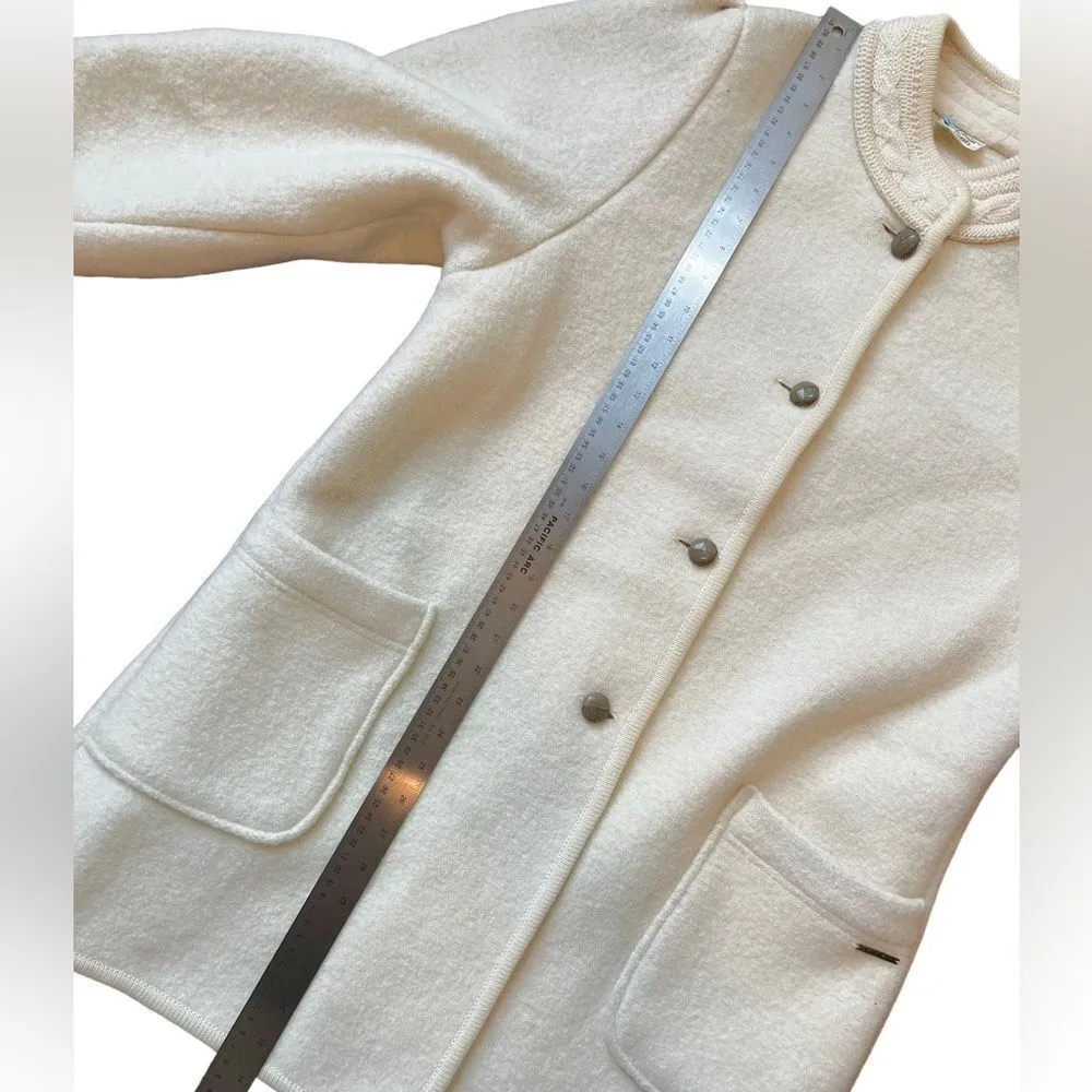 Vintage J. Kaufmann Wool Jacket Coatigan Ribbed Knit Trim Long Cream Size 10 - Image 13