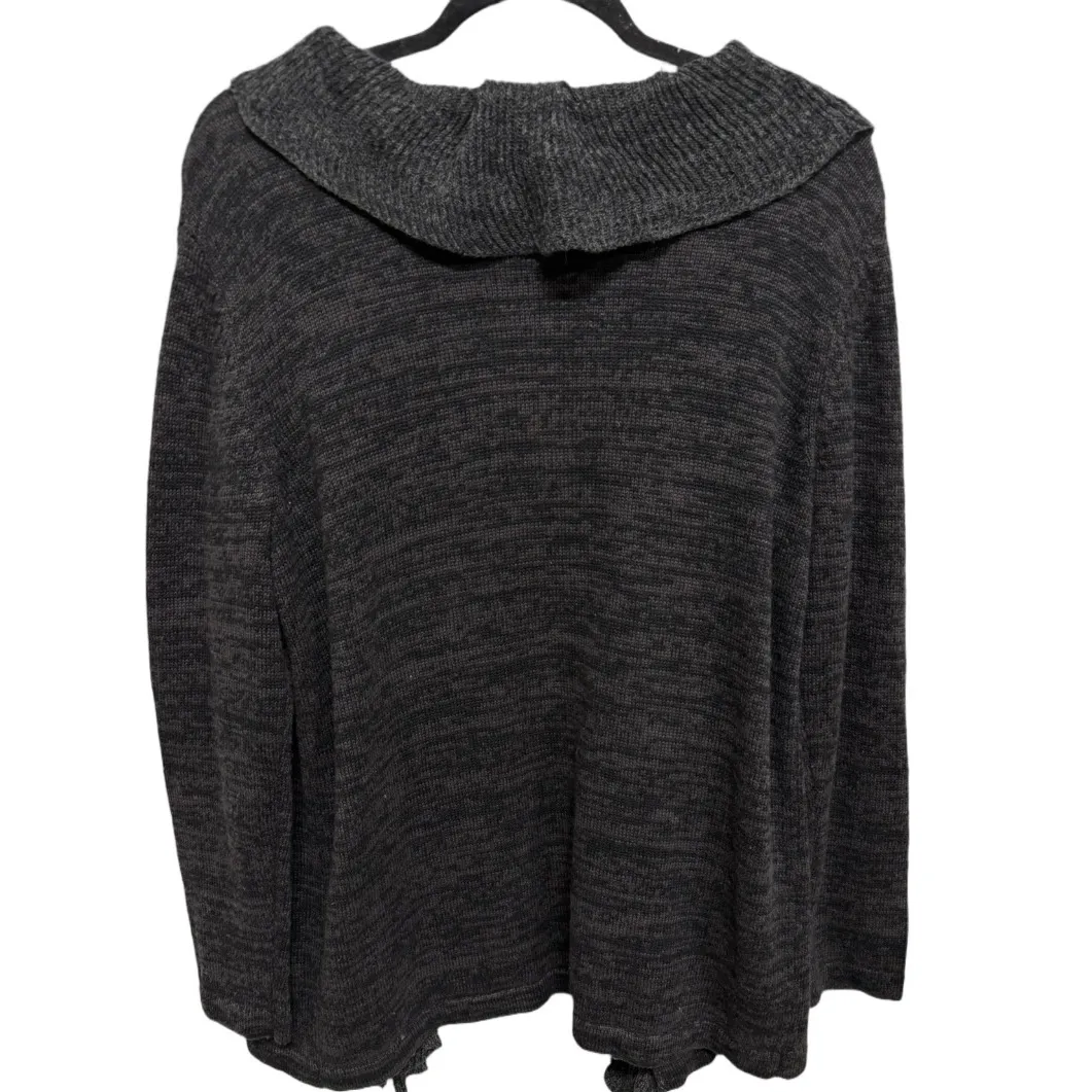 Mandal Bay Vintage Grey Knit Ruffle Floral Embroidered Cardigan size Small Gray - Image 3