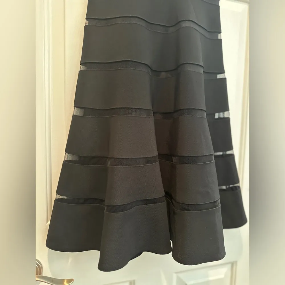 WHBM Shadow-Stripe Black A-Line Dress Size 0 - Image 6