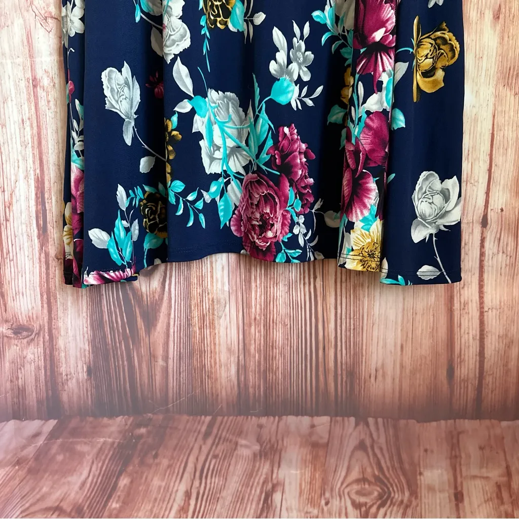 Vanilla Bay Navy Blue Bright Floral Print Swing Tank Dress - Image 5