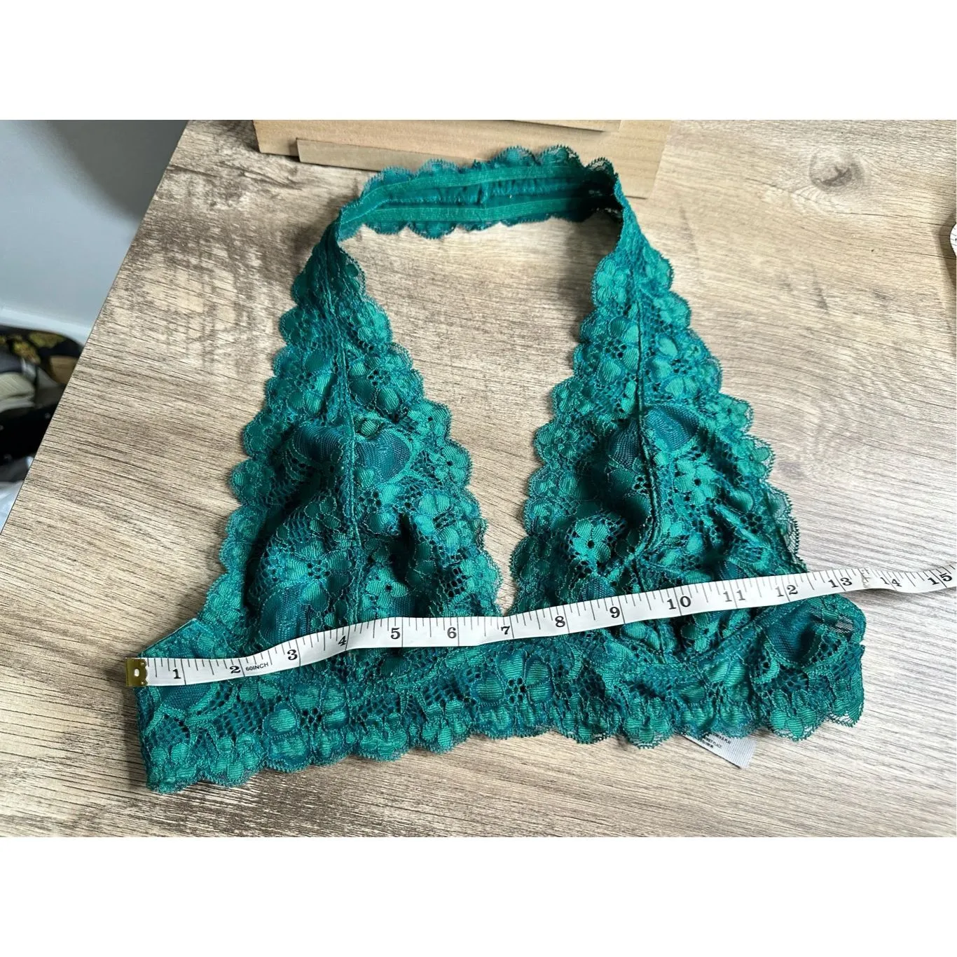 Free People Women’s Small Green Galloon Lace Halter Bralette - Image 4