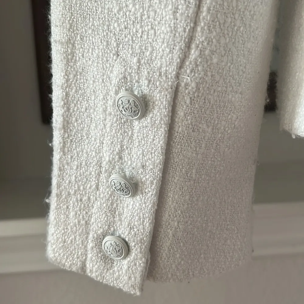 Steve Madden Naomi Fringe Trim Notch Lapel Blazer in Ivory, Size S New w/Tag - Image 8