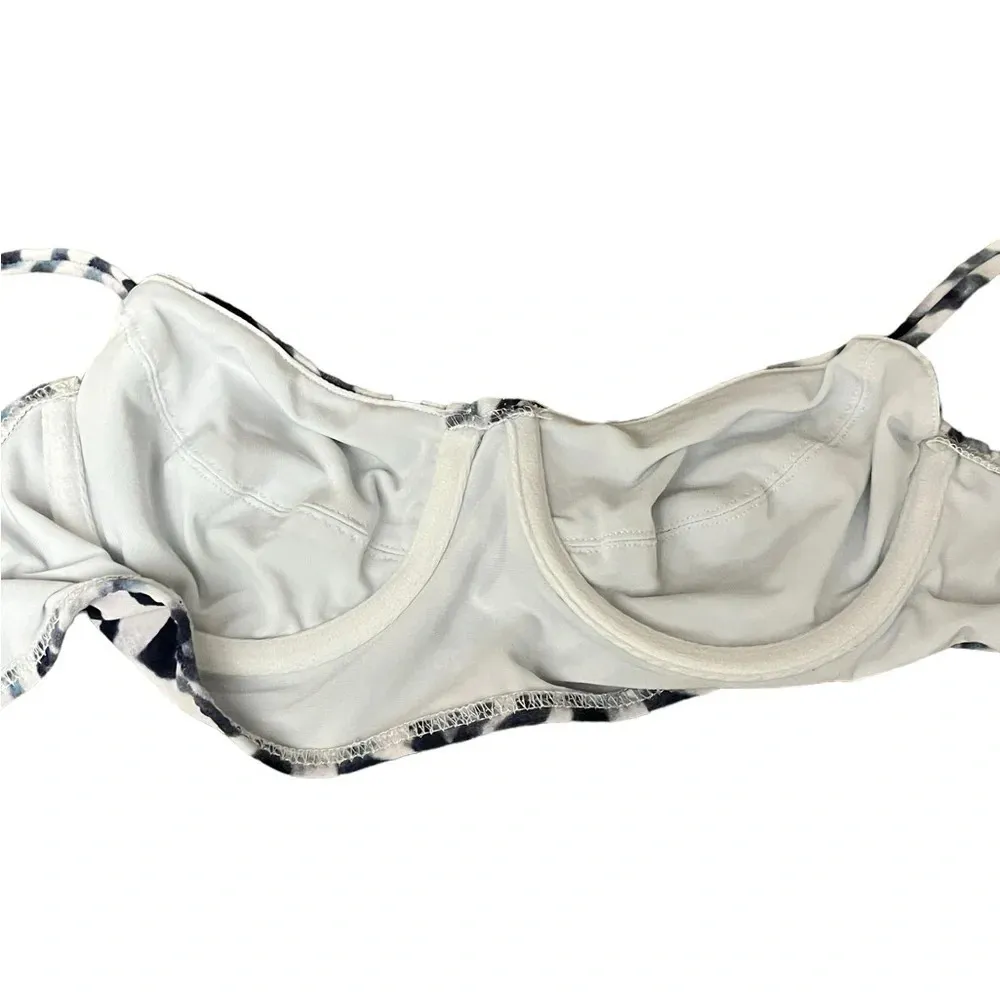 NORMA KAMALI X Underwire Bikini Top Blue White Chevron Strappy Outdoor Beach XXS - Image 7