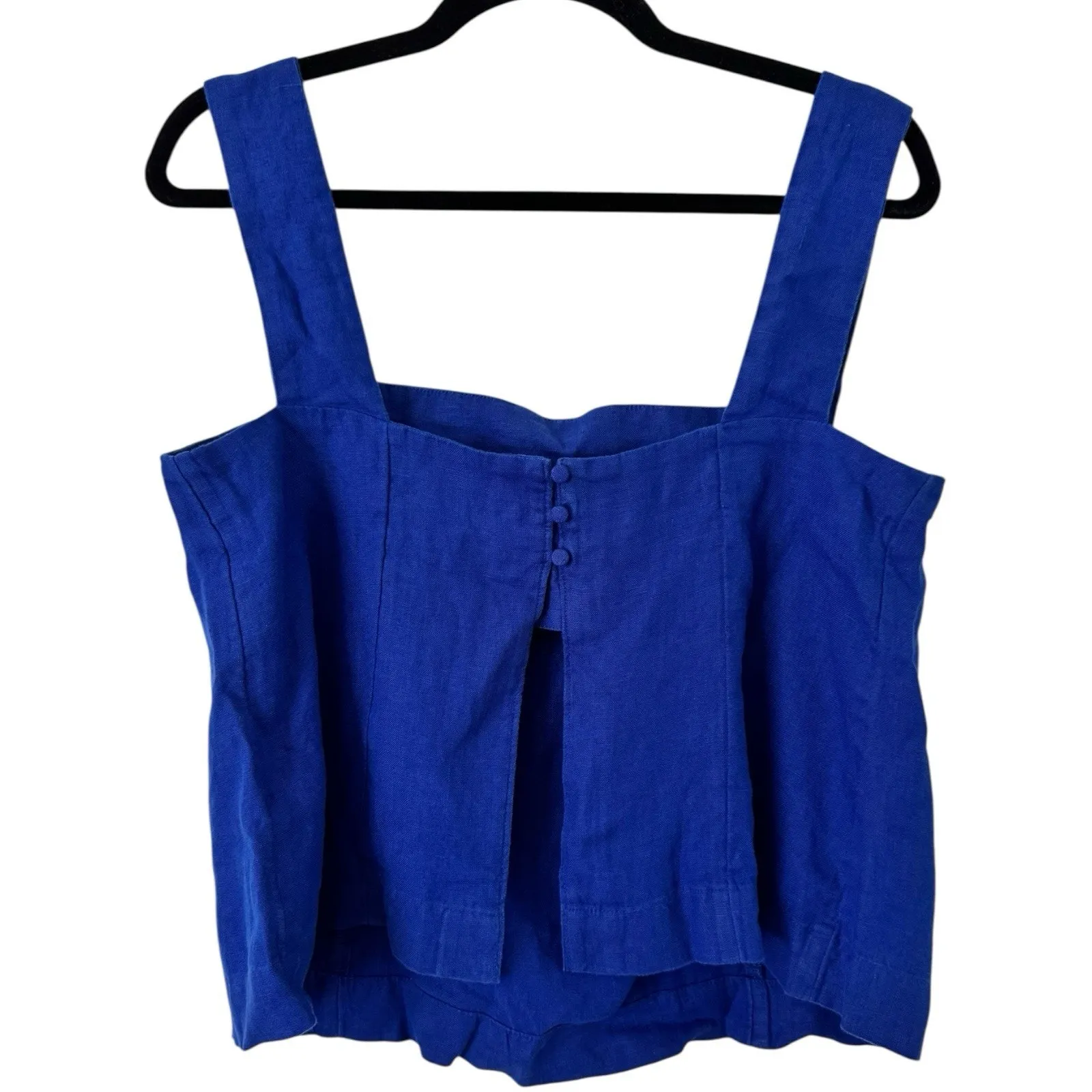 NWT Madewell Curved Neck Shell Tank 100% Linen Bright Sapphire Blue Size 8 - Image 5