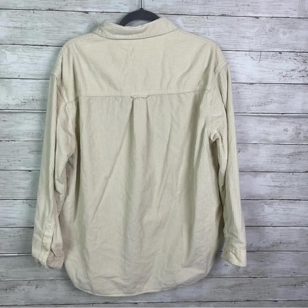 American Eagle Corduroy Button Down Shirt Jacket Cream Size Large - Image 5