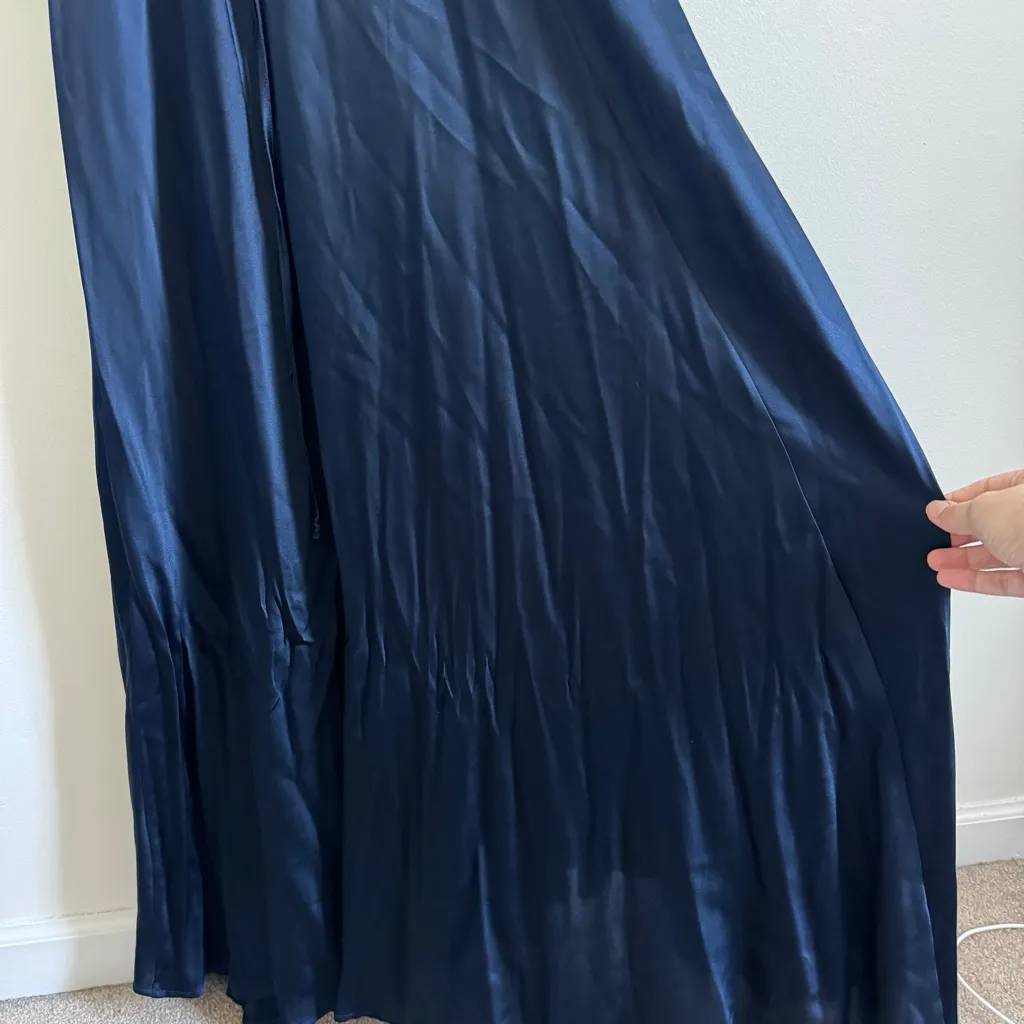 Cavanagh Baker Silk Maxi Dress Size Small Navy Blue Luxury - Image 5