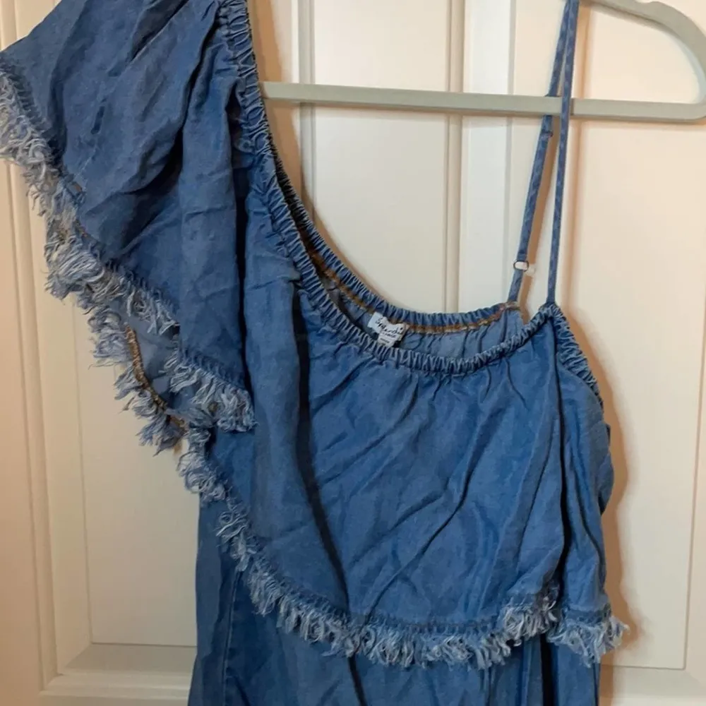 Splendid denim one shoulder ruffle dress XL NWT - Image 5