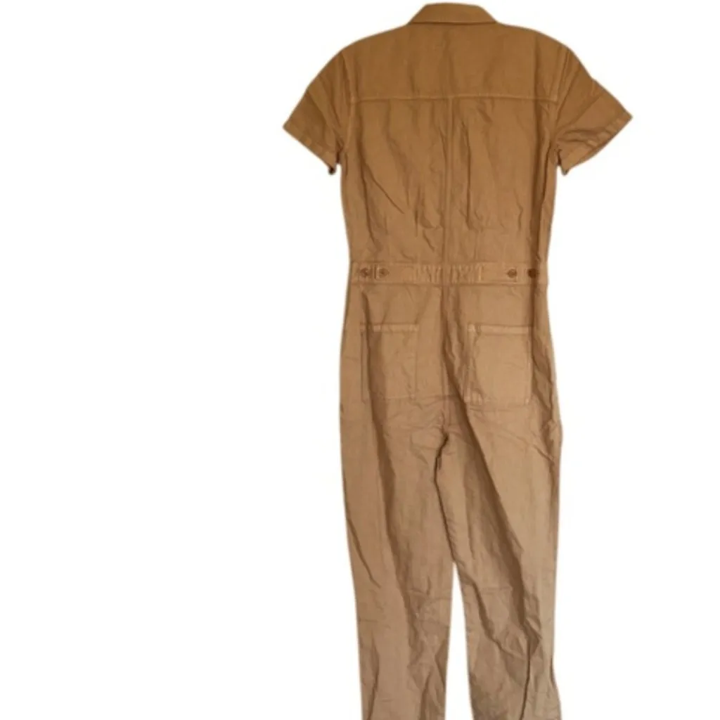 NWT Outerknown S.E.A. Suit Sand Brown Organic Cotton Linen Jumpsuit Coveralls Tan Size M - Image 8