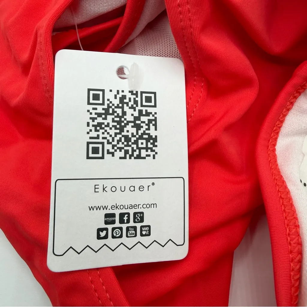 ekouaer red Vintage/retro Inspired One piece Monokini swimsuit women's 16 NWT - Image 8