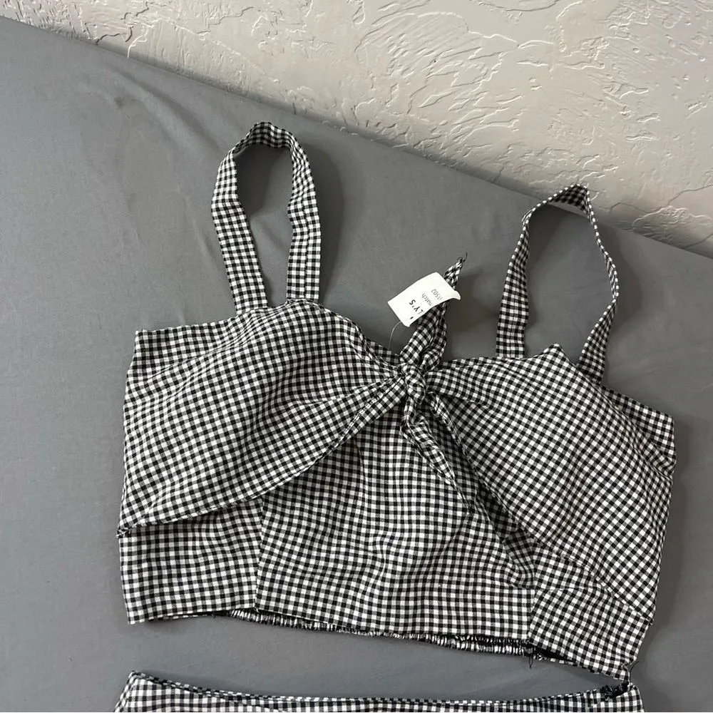 Tilly’s 2 piece matching short top set high wasted gingham tank size large - Image 7