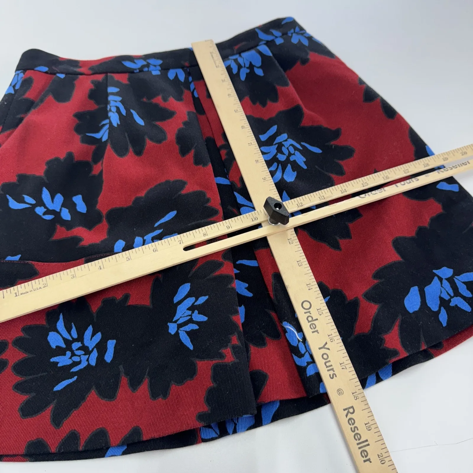 J Crew Skirt Womens 6 Red Black‎ Blue Firework Floral Cotton Lined A Line Mini - Image 9