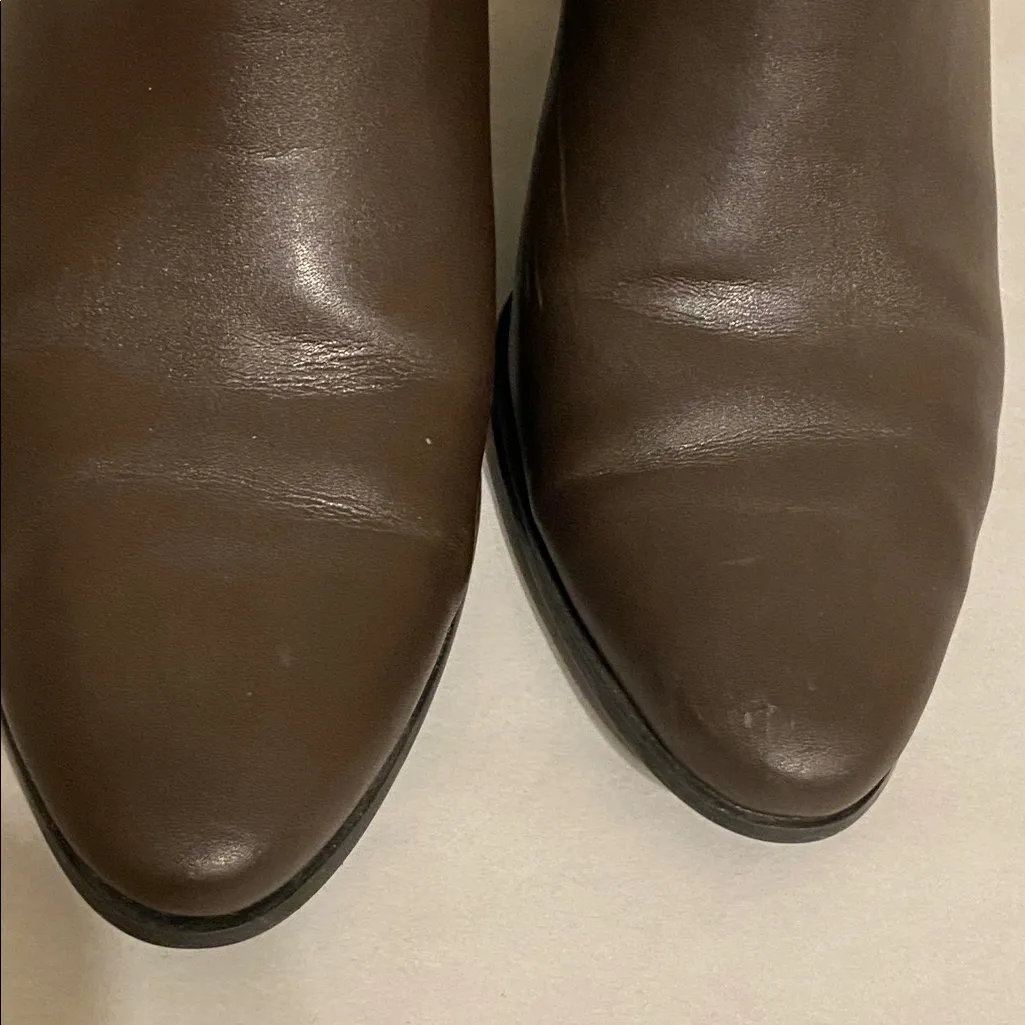 Calvin Klein Coffee Bean Brown Block Heel Chelsea Fioranna Boots Gold Size 7.5 - Image 6