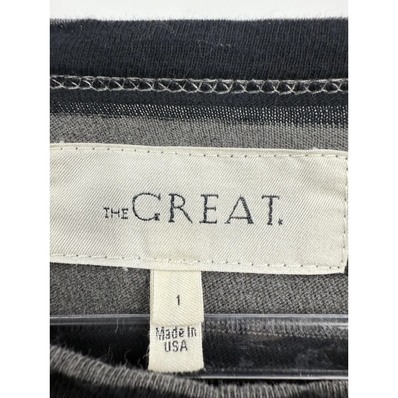 The Great Shirt Womens Small Black Gray Striped Long Sleeve Made in USA Raw Hem - Image 2