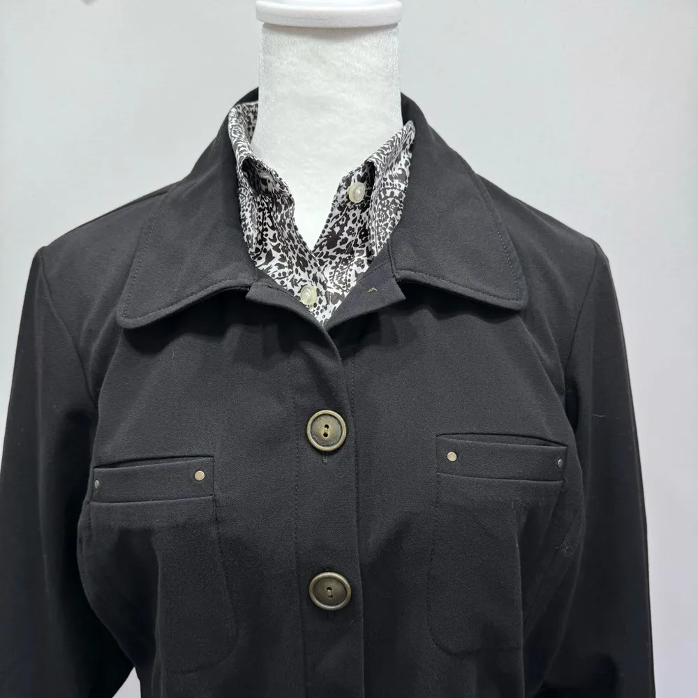 Sag Harbor Black Cinched Waist Button Front Blazer Size Petite Medium - Image 13